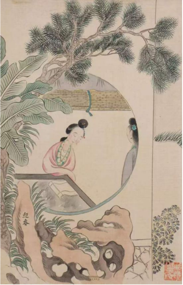 Gentlewoman Jia Yingchun with floral hairpin, Qing art