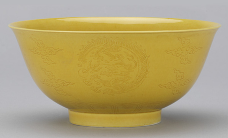 Qing dynasty yellow glaze bowl