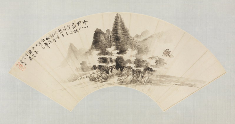 Lanying imitation rice landscape fan page, The Palace Museum