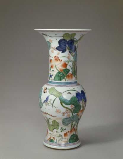 Colorful and golden egret and lotus pattern statue, The Palace Museum