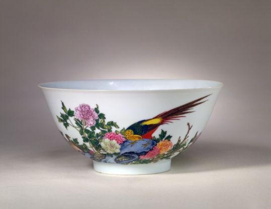Enamel pheasant and peony pattern bowl, The Palace Museum
