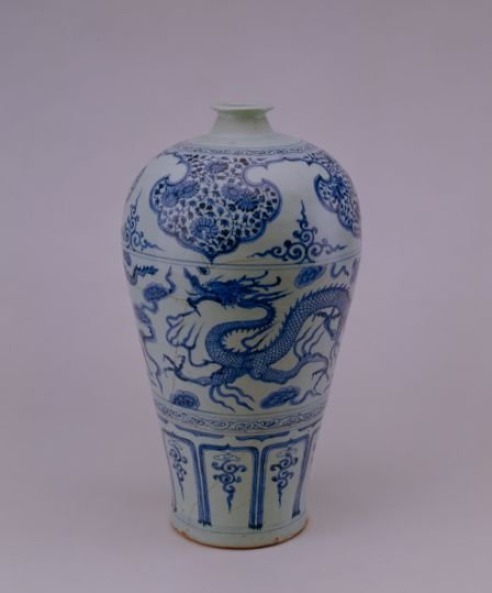 Jingdezhen Kiln Blue and White Plum Vase with Cloud and Dragon Pattern, The Palace Museum