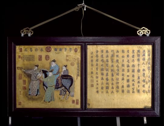 Cloisonné enamel Emperor Ming's horse trial hanging screen, The Palace Museum