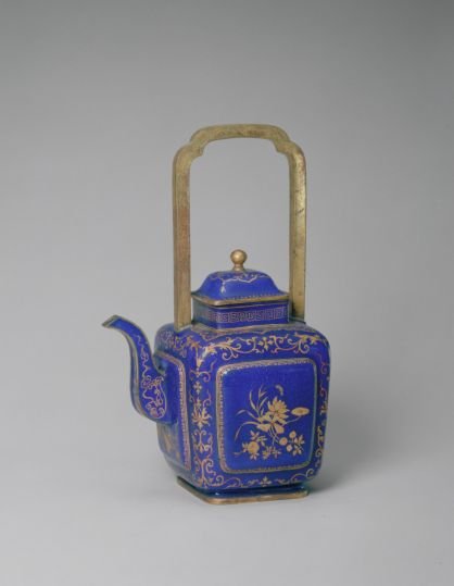 Transparent enamel teapot with folded branches and floral pattern, The Palace Museum