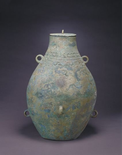Five-ring lidded kettle with inlaid red copper elephant pattern, The Palace Museum