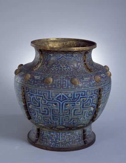 Cloisonné enamel animal mask with halberd, The Palace Museum