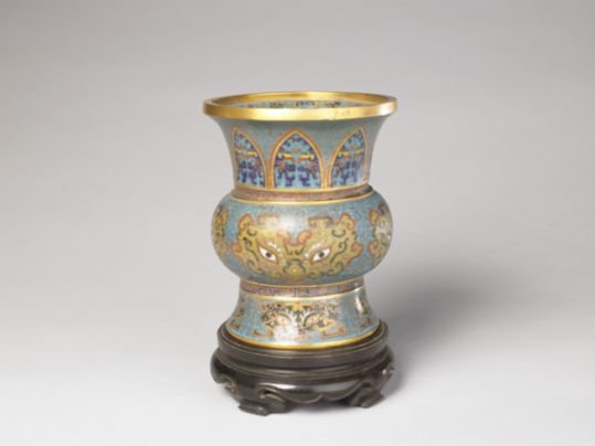 Qianlong period cloisonné enamel statue with animal mask, The Palace Museum
