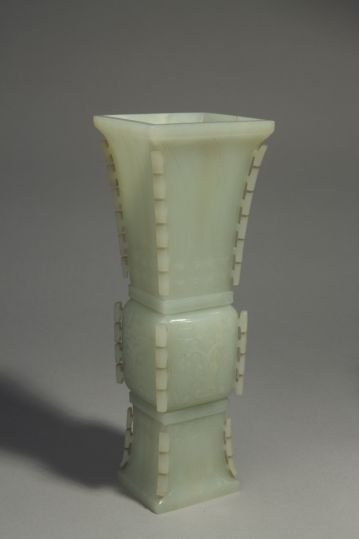 White jade antique bronze goblet with halberd and square goblet, The Palace Museum