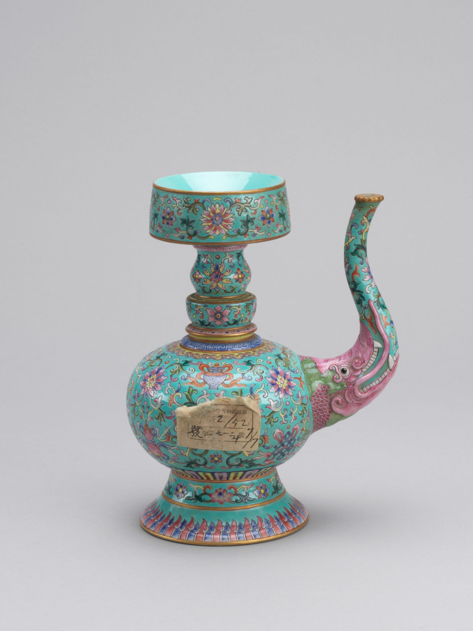 Greenland Pastel Pemba Pot with Lotus and Eight Treasures Pattern, The Palace Museum