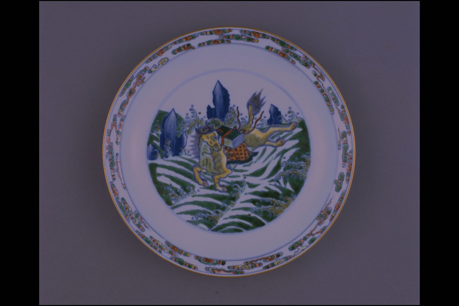 Yongzheng style doucai seahorse plate, The Palace Museum