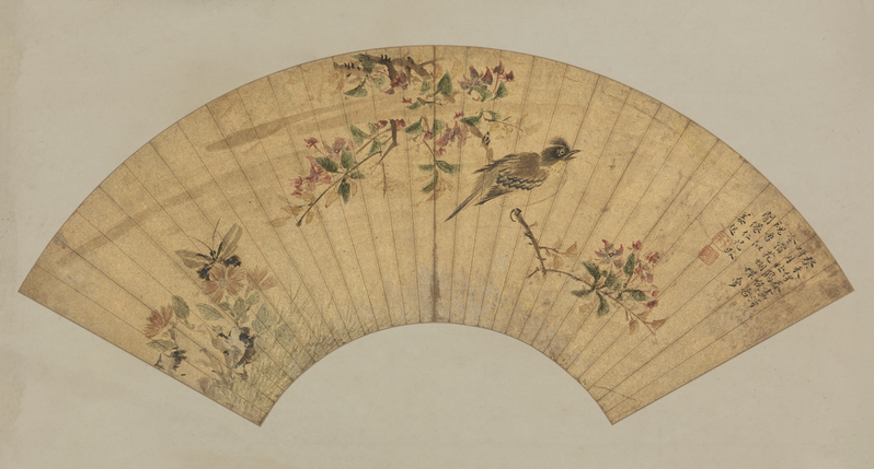 Flowers-and-birds painting fan, The Palace Museum