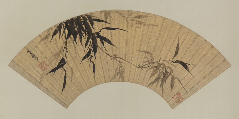 Ibis ink bamboo fan, The Palace Museum