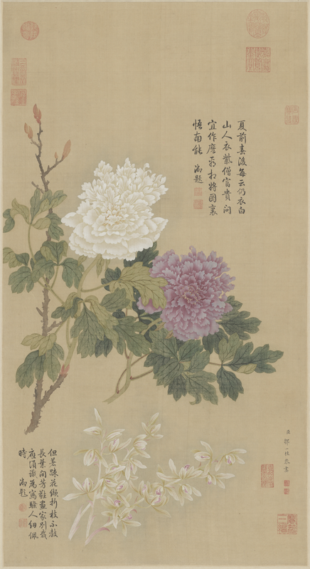 Zou Yigui's scroll of peonies and orchids, The Palace Museum