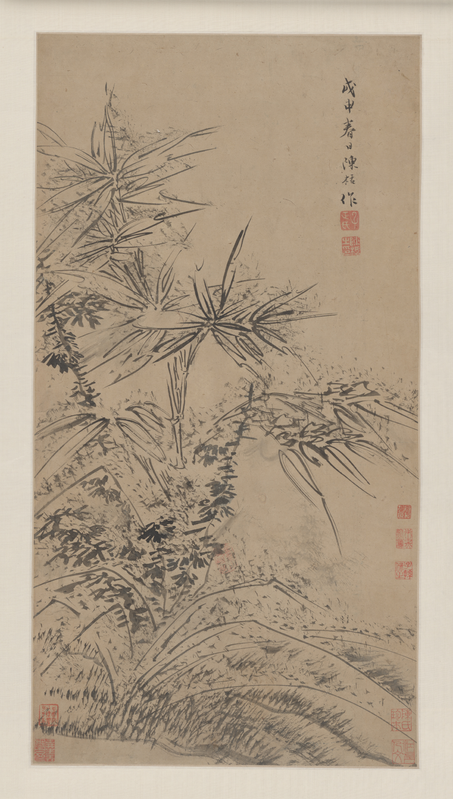 Chen Kuai ink pen bamboo and stone scroll, The Palace Museum