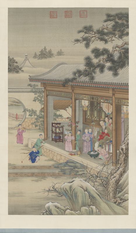 People from the Qing Dynasty painted images of people having fun during the New Year in Hongli, The Palace Museum