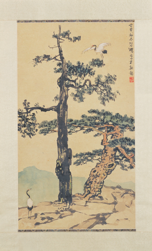 Xu Beihong's Pine and Cypress Double Crane Axis, The Palace Museum
