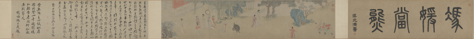 Ding Yunpeng and Feng Yuan blocking the bear picture scroll, The Palace Museum