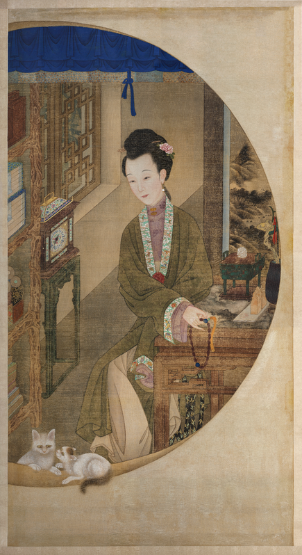 Qing Dynasty painting scroll of Concubine Yinzhen having fun, The Palace Museum